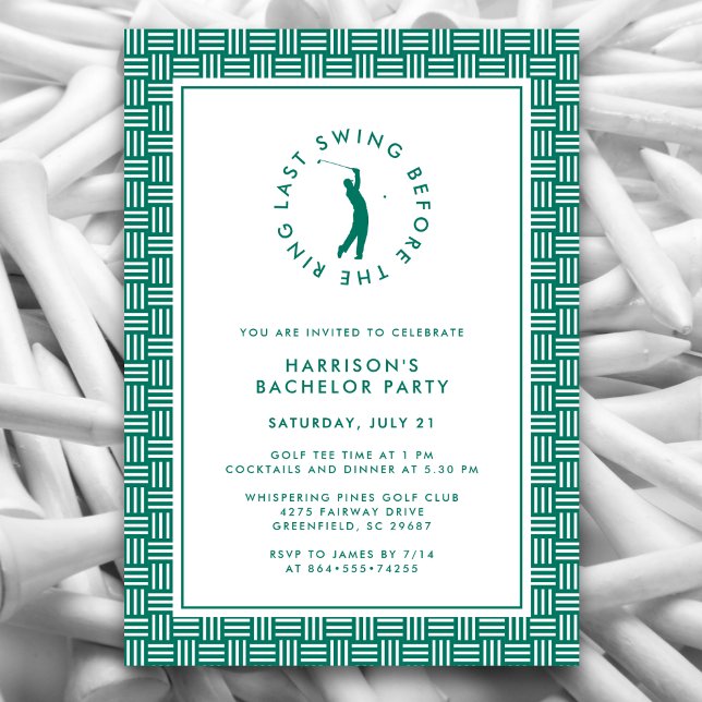 Convite Golf Bachelor Party Last Swing Before the Ring (Criador carregado)