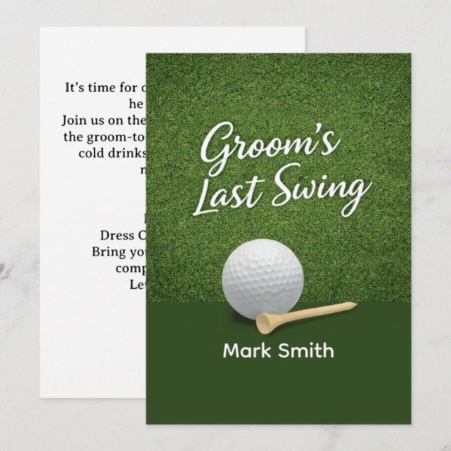 Convite Golf Bachelor Party on Green  (Frente/Verso)