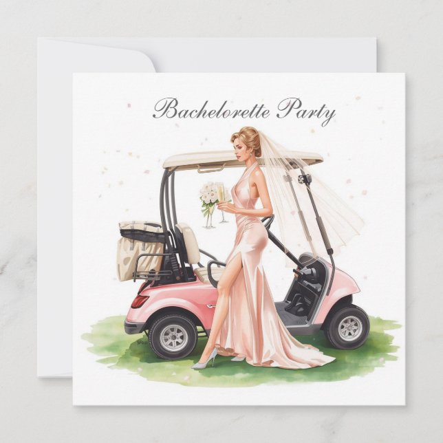 Convite Golf Bachelorette Party on golf course (Frente)