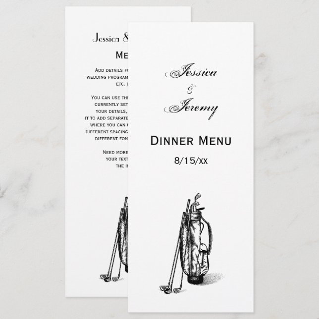 Convite Golf Bag Golf Clusters Negros (Frente/Verso)