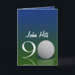 Convite Golf Birthday Invitation for 90 year old<br><div class="desc">John hits 90! Do you know a golfer who is turning 90? Here's a great golf themed invitation template for your birthday party invitation. Golf ball design in the year 90 with a blue and green background. Inside easy to edit templates for your party details. Showcase your invitations in style!...</div>