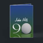 Convite Golf Birthday Invitation for 90 year old<br><div class="desc">John hits 90! Do you know a golfer who is turning 90? Here's a great golf themed invitation template for your birthday party invitation. Golf ball design in the year 90 with a blue and green background. Inside easy to edit templates for your party details. Showcase your invitations in style!...</div>
