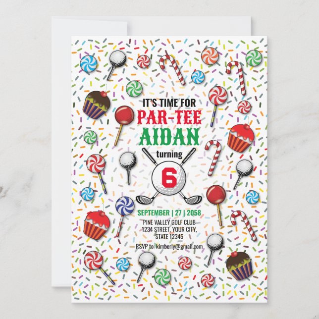 Convite Golf Birthday Par-Tee Design (Frente)