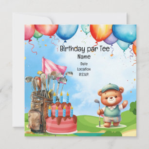 Convite Golf Birthday para festa de golfe infantil