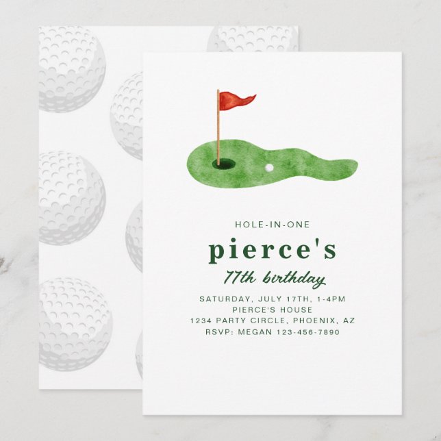 Convite Golf Birthday Party Invitation (Frente/Verso)