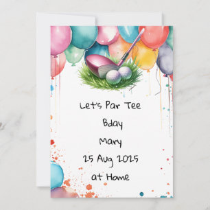 Convite Golf Birthday Pink temático para Lady Golfer