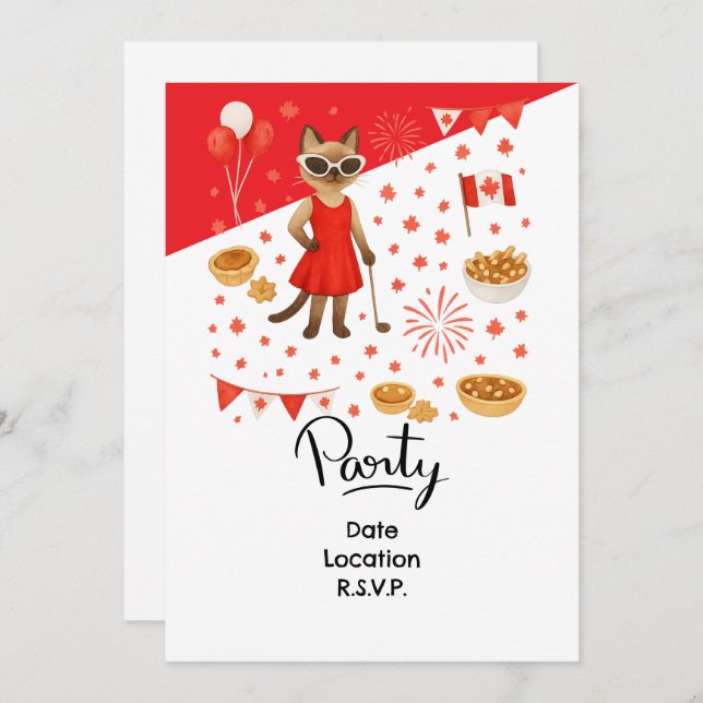 Convite Golf Canada Golf Day Golf Gee for Cat Lovers (Frente/Verso)