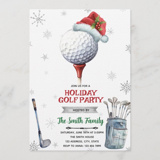 Convite Golf Christmas Party Invitation (Frente)