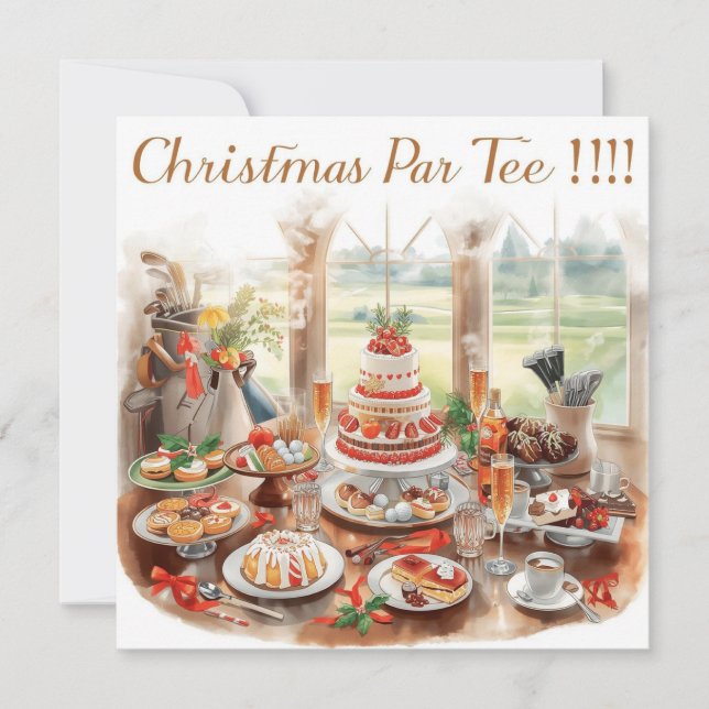 Convite Golf Christmas Party with Golf Course Background (Frente)