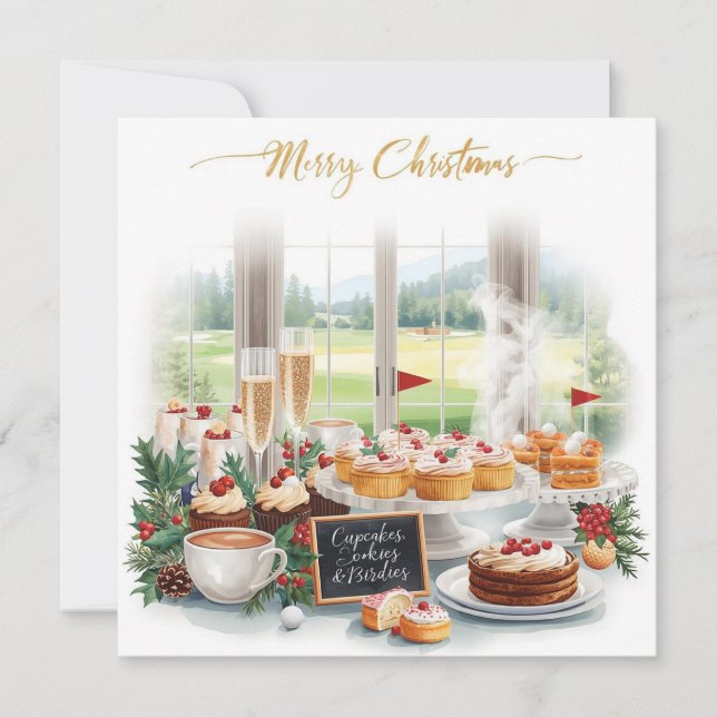 Convite Golf Christmas Party with Golf Course Background (Frente)