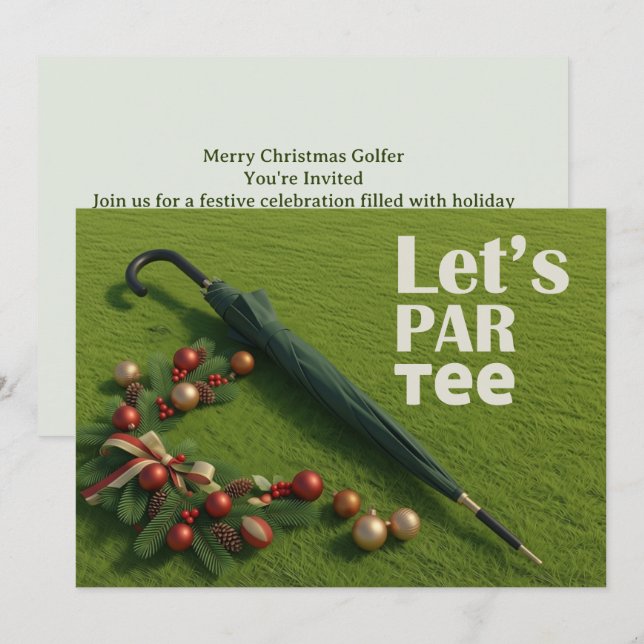 Convite Golf Christmas themed with golf umbrella  (Frente/Verso)