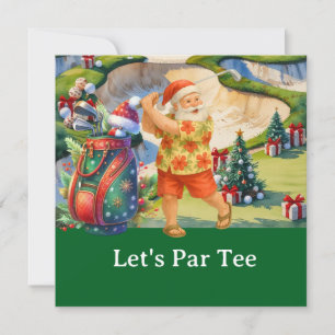 Convite Golf Christmas Vamos Par tee com saco de golfe