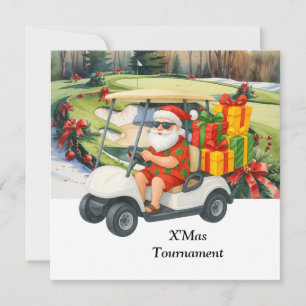 Convite Golf de Natal com Papai Noel no Green