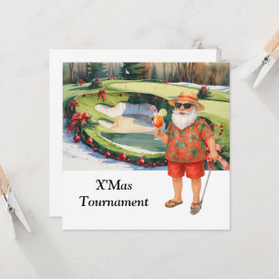 Convite Golf de Natal com Papai Noel no Green