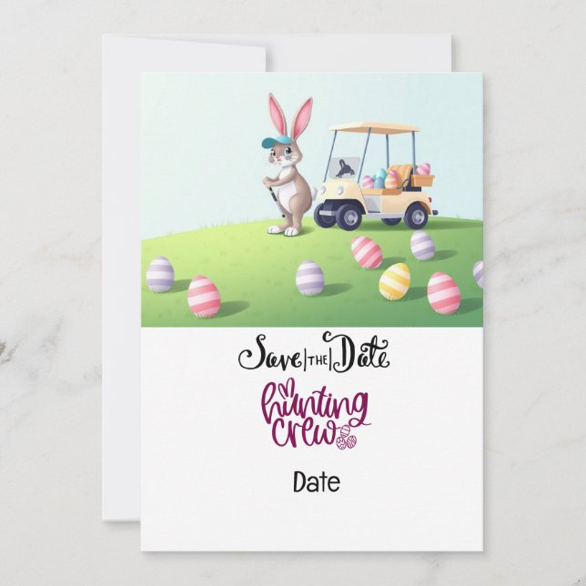 Convite Golf Easter Bunny no campo de golfe (Frente)