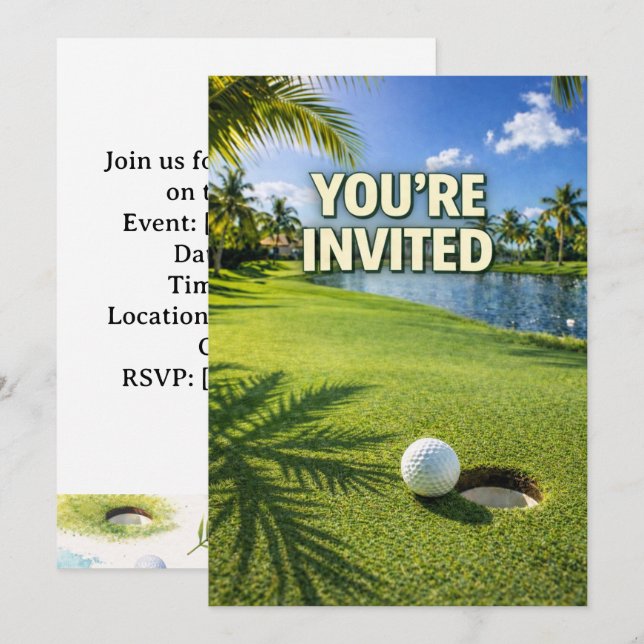Convite Golf Florida themed you are invited (Frente/Verso)