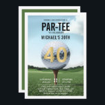 Convite Golf Golfer Golfing Modern Men aniversário de 40 a<br><div class="desc">aniversário de 40 anos ideias para os homens: um convite de festas de aniversário de 40 anos de golfe para ele, com uma ilustração de uma bola de golfe numa vista de extrema aproximação, num fundo de campo de golfe. Um convite de festas moderno e elegante para seu marido, namorado,...</div>