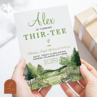 Convite Golf Green Thir-Tee Adulto Lá Ao Ar Livre Aniversá