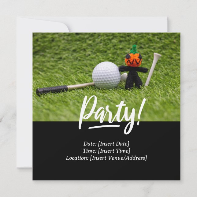 Convite Golf Halloween temático para golfista (Frente)