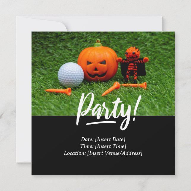 Convite Golf Halloween temático para golfista (Frente)