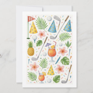 Convite Golf Hawaii temático para o Partido Golfista Havai