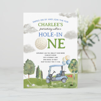 Convite Golf Hole in ONE Birthday Party Invitation