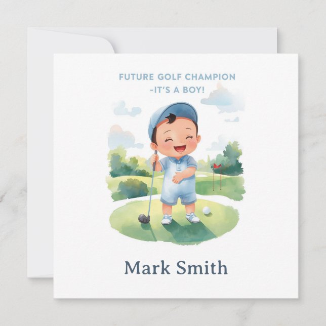 Convite Golf It’s a Boy Baby Shower Paper Plates  (Frente)