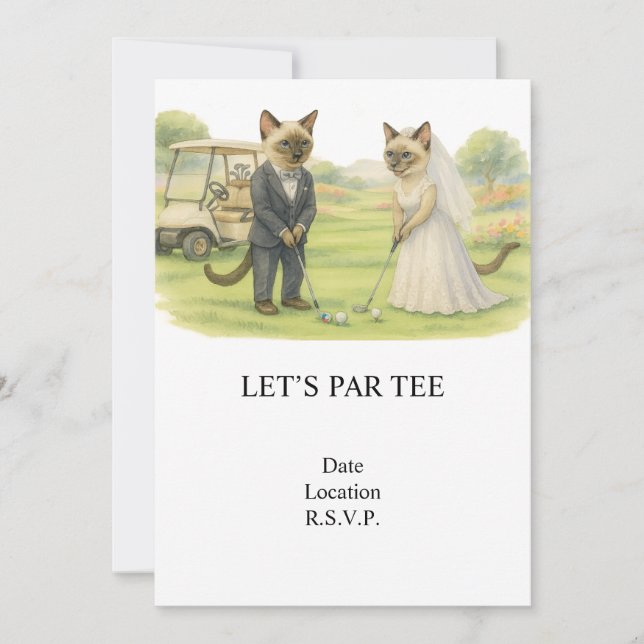 Convite Golf Let’s Par tee for cat lovers WEDDING (Frente)