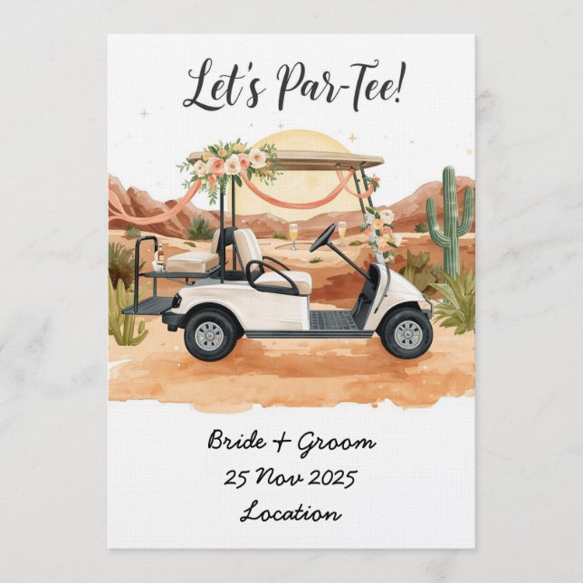 Convite Golf Let’s Par-Tee! Golf Wedding in Arizona (Frente)