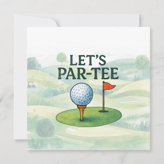 Convite Golf Let’s Par-Tee Party Golf Theme  (Frente)