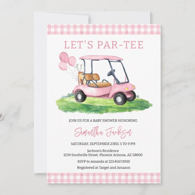Convite Golf Let's Par-tee Baby Shower Invitation (Frente)