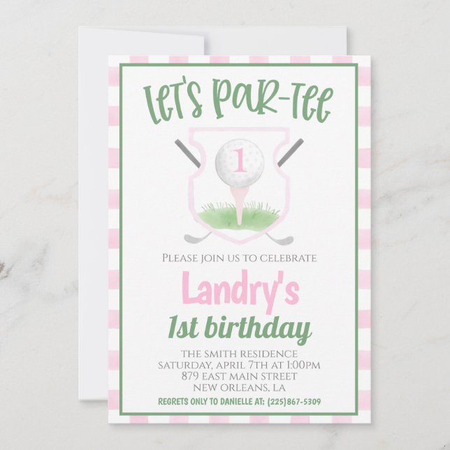 Convite Golf Let's Par-tee Birthday Invitation (Frente)