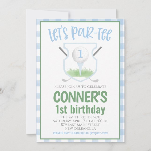 Convite Golf Let's Par-tee Birthday Invitation (Frente)