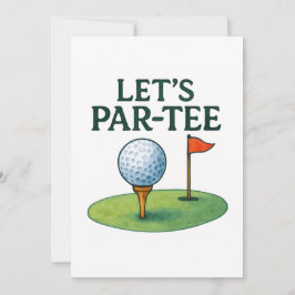 Convite Golf Let's Party with Golf ball on tee