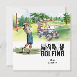 Convite Golf Life é melhor quando você é Golfe
