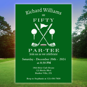 Convite Golf Modern Emblem Clubs 50º Aniversário