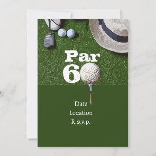 Convite Golf Par 60º aniversário de 60 anos velhos