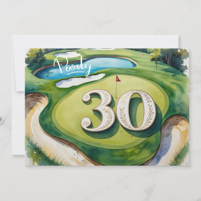 Convite Golf Par Tee aniversário de 30 anos para golfista (Frente)