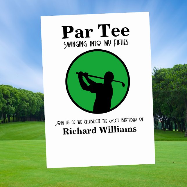 Convite Golf Player Swinging into My Fifties 50th Birthday (Criador carregado)