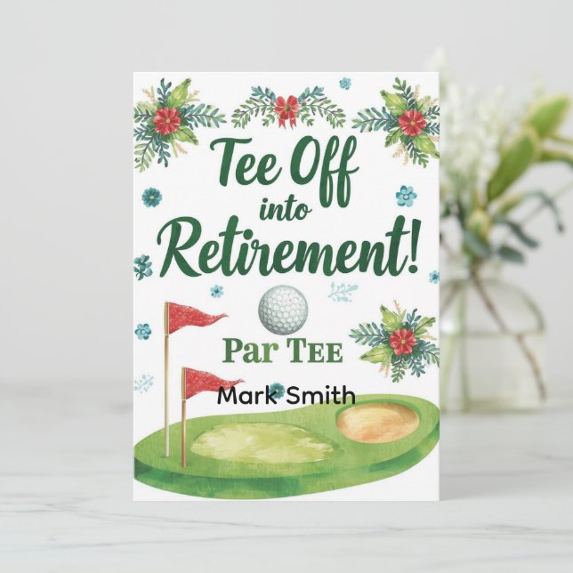 Convite GOLF RETIREMENT Tee off ParTee for golfer (Em pé/Frente)