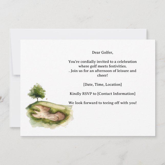 Convite Golf  Retro Golf Chic: Woman Golfer at the Green (Verso)