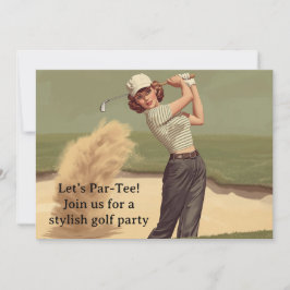 Convite Golf  Retro Golf Chic: Woman Golfer at the Green