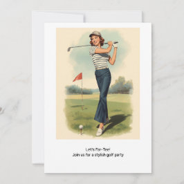 Convite Golf  Retro Golf Chic: Woman Golfer at the Green