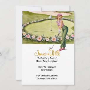 Convite Golf Retro Golfe Chic: Golfe feminino no Verde