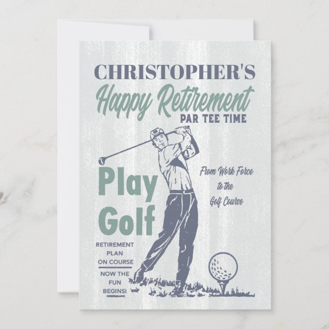Convite Golf Retro Happy Retirement (Frente)