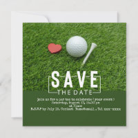 Golf salvar a data com bola de golfe e coração ver