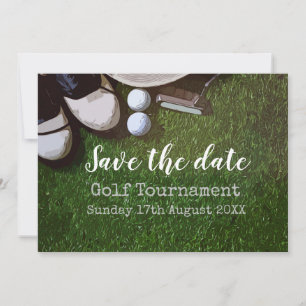 Convite Golf Salve a data Golf Tournament em verde