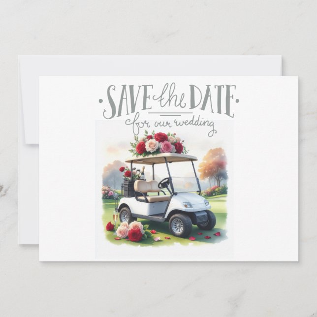 Convite Golf Salve a data para a festa de casamento  (Frente)
