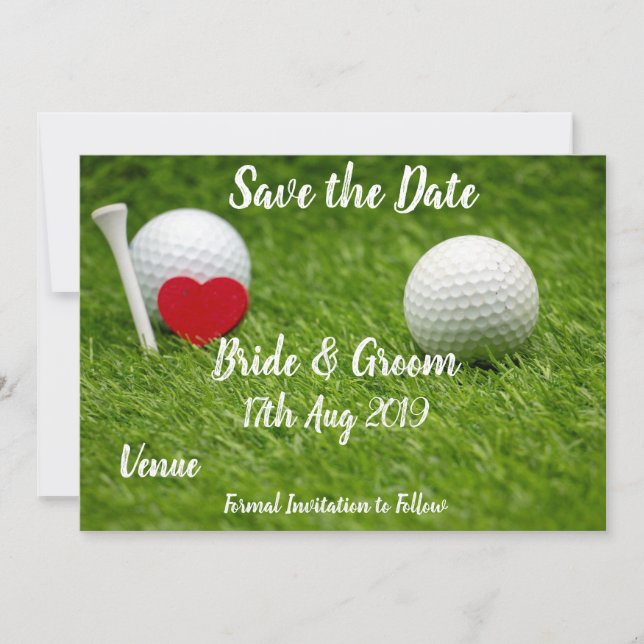 Convite Golf Salve a data para o casamento com amor e bola (Frente)