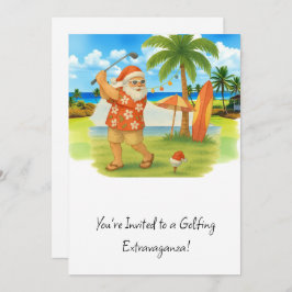 Convite Golf Santa Claus jogando golfe no verão